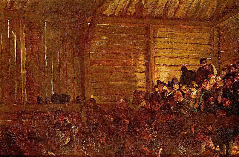 Adolph von Menzel Folk theatre in Tyrol oil painting picture